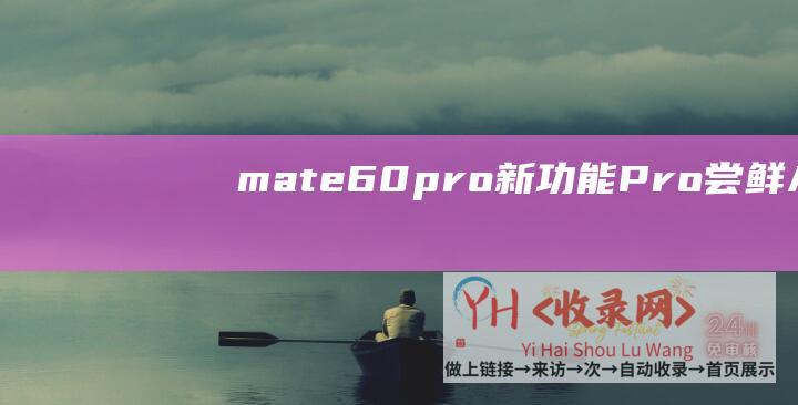 mate60pro新功能 (Pro尝鲜！A18-首发台积电一代3nm工艺-16-Pro曝光-iPhone)