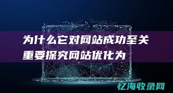 为什么它对网站成功至关重要-探究网站优化 (为什么它对网络感兴趣)